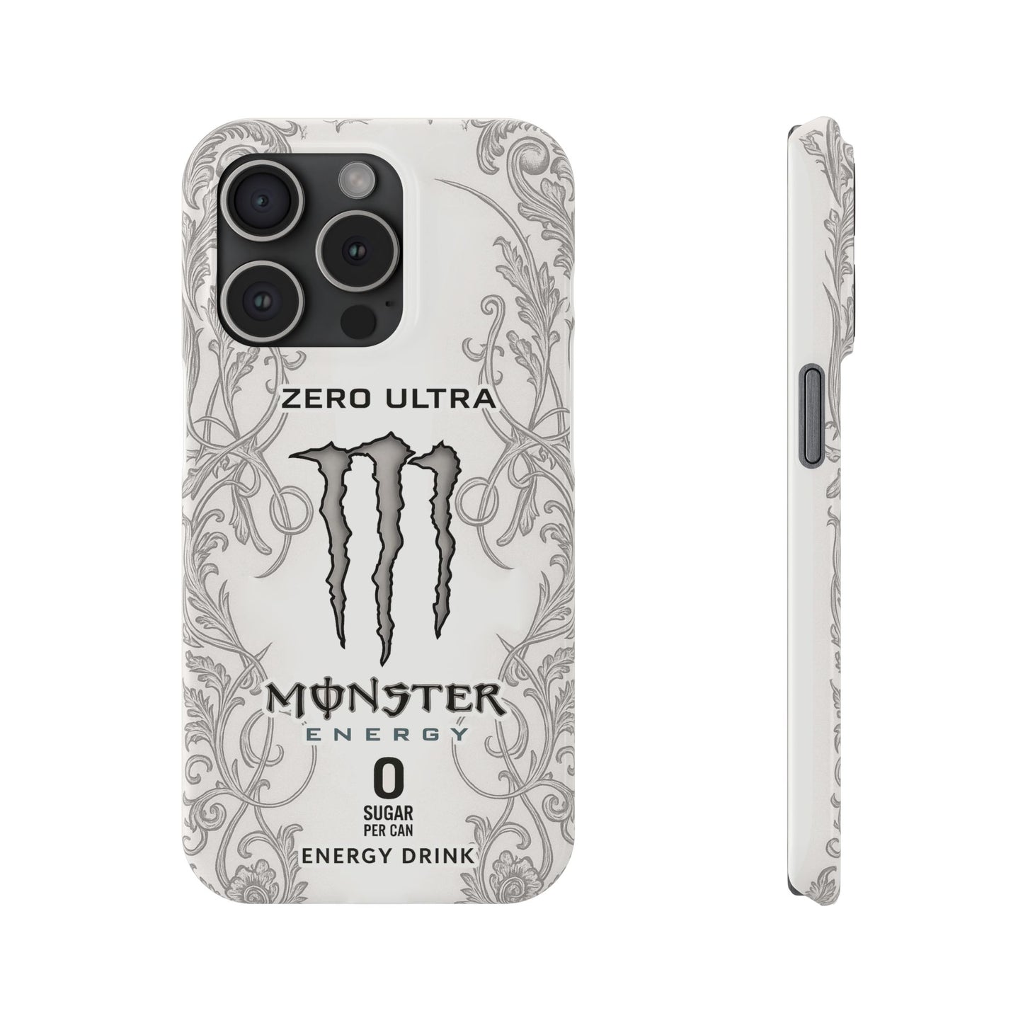 Monster Energy White iPhone Case - White Ultra Energy Drink-Inspired Phone Cover