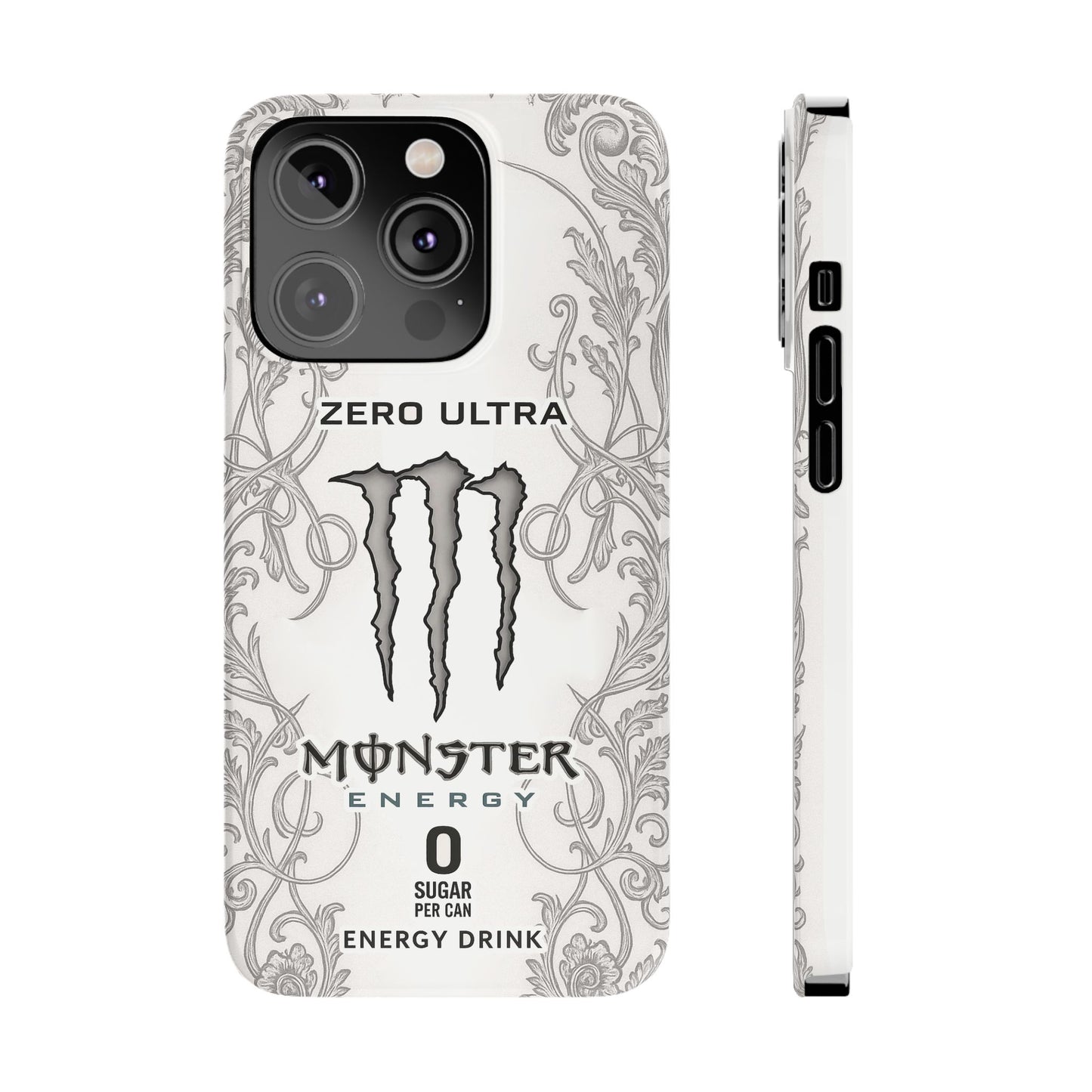 Monster Energy White iPhone Case - White Ultra Energy Drink-Inspired Phone Cover