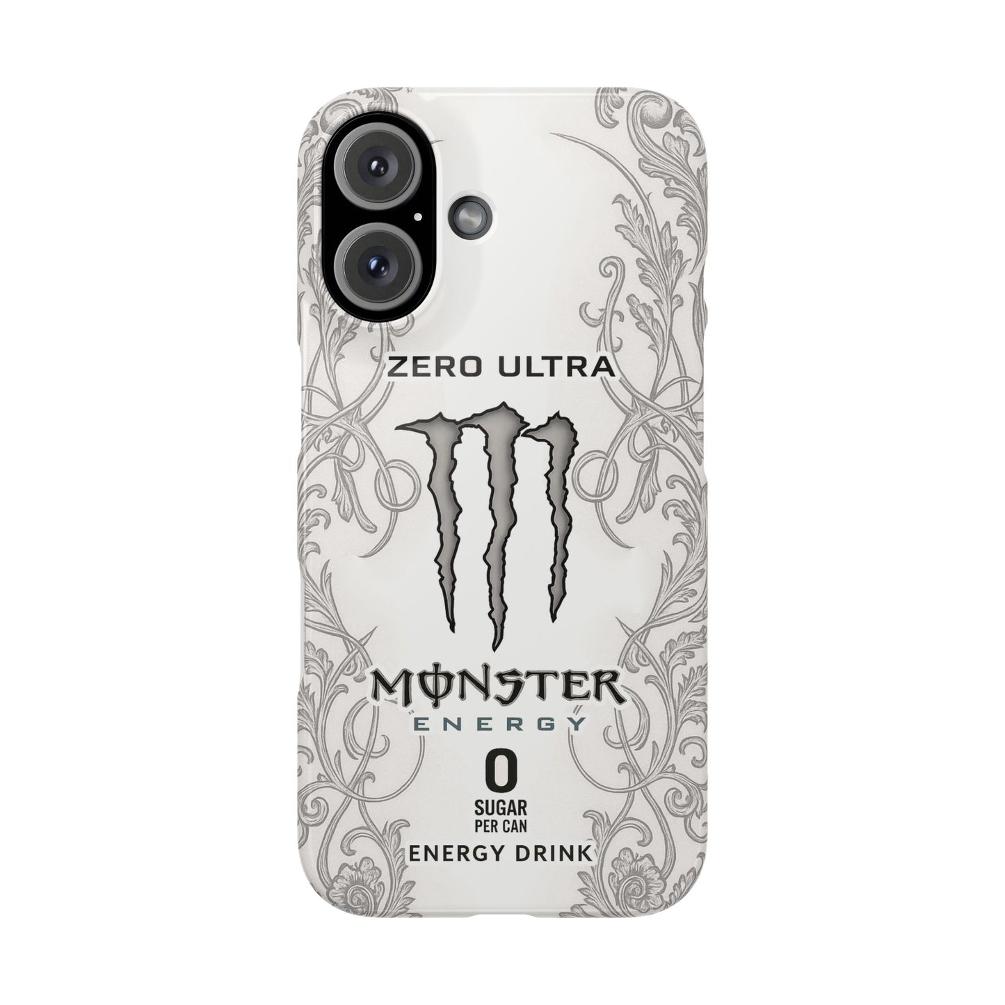 Monster Energy White iPhone Case - White Ultra Energy Drink-Inspired Phone Cover