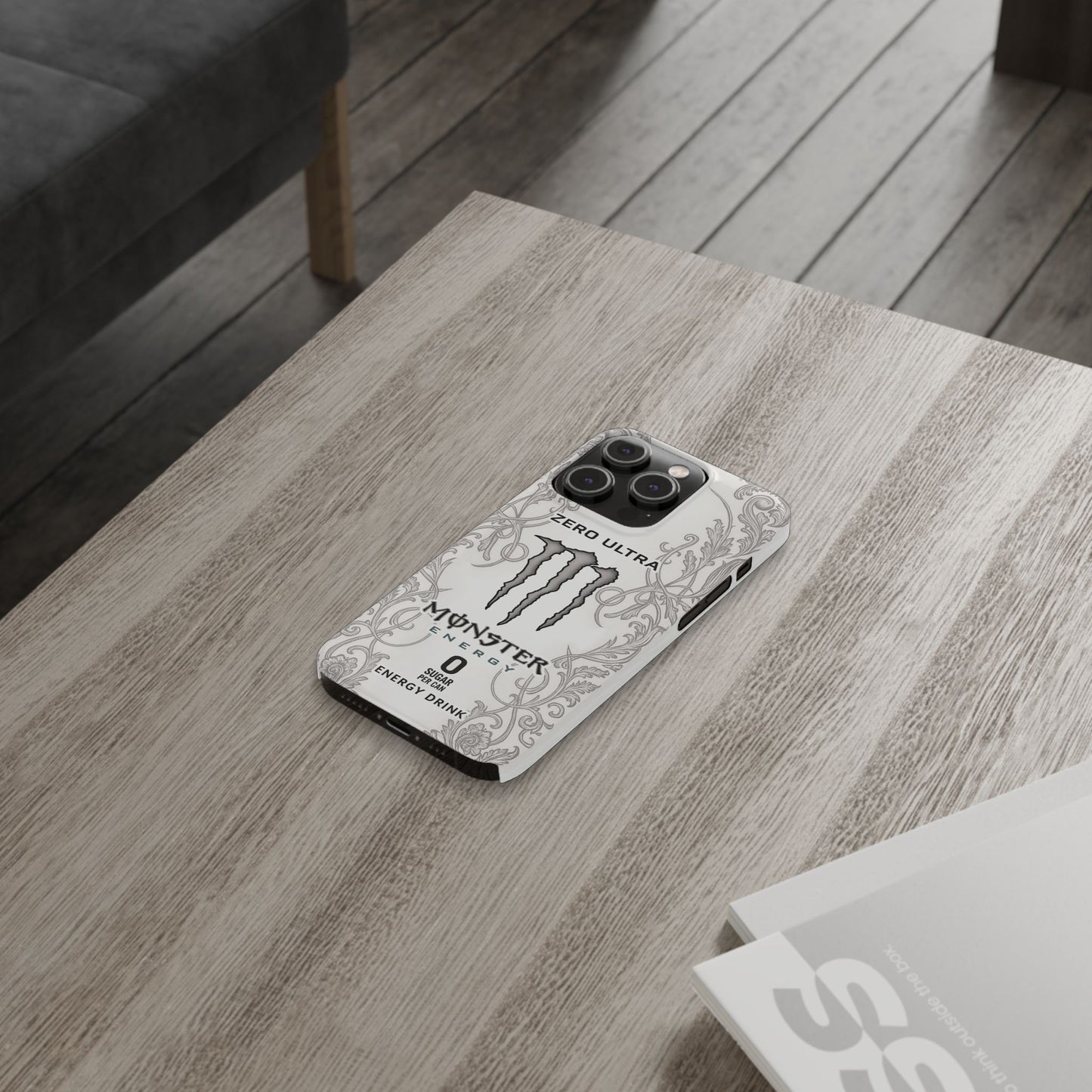 Monster Energy White iPhone Case - White Ultra Energy Drink-Inspired Phone Cover