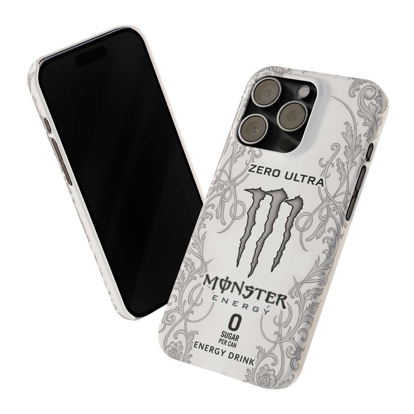 Monster Energy White iPhone Case - White Ultra Energy Drink-Inspired Phone Cover